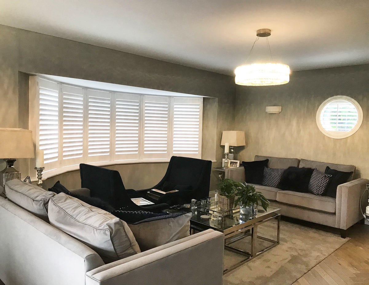 Made-to-measure shutters fitted to a Beaconsfield bay window