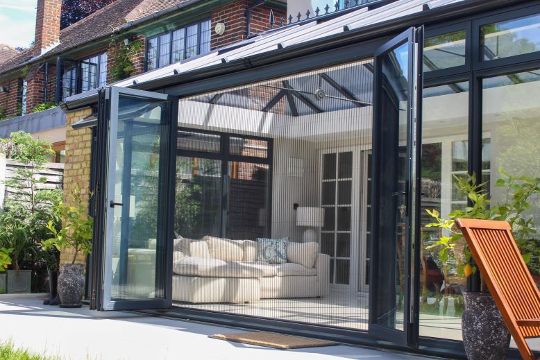 Distinction pleated insect screen frame and mesh finish