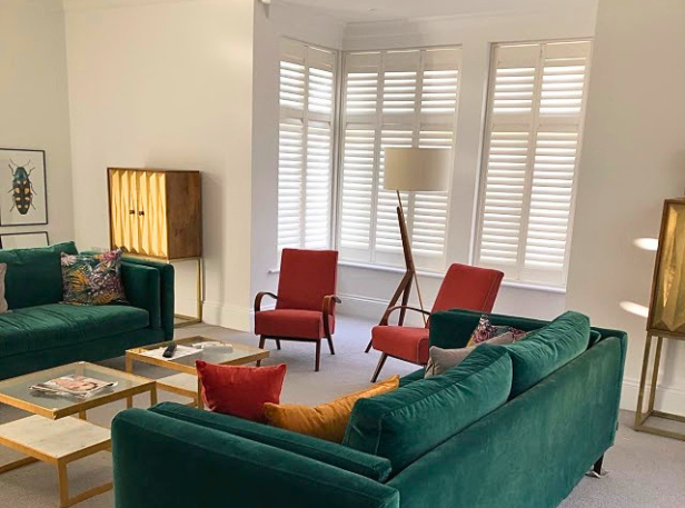 Tier-on-tier shutters fitted to an Oxfordshire bay window