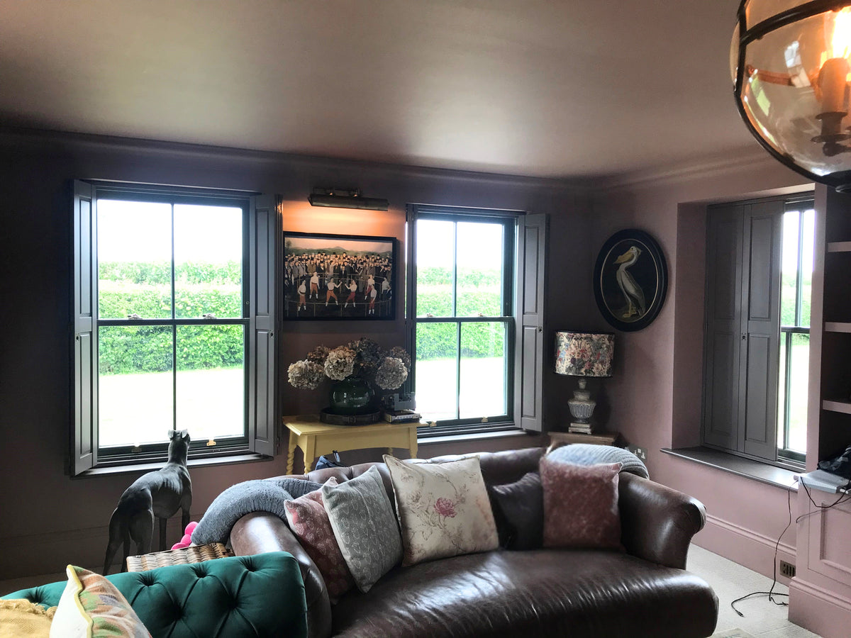 Solid Raised panel shutters in a Henley-on-Thames countryside home