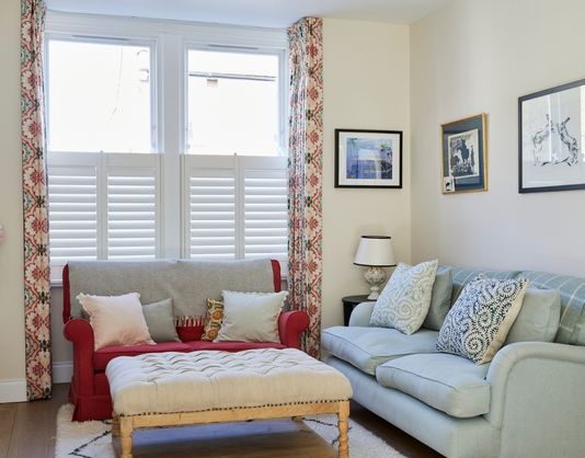 Living Room Shutters in a considered interior