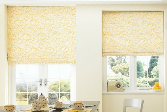 Roman blind fitted to a kitchen window
