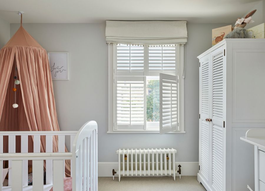 Beautifully fitted white shutters in a family home